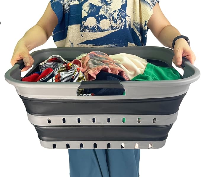 SAMMART 42 Collapsible Plastic Laundry Basket, Foldable Pop Up Storage - Image 6