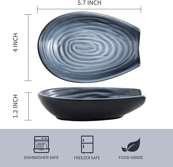 Hasense Spoon Rest Set of 2 for Stove top, Cooking Spoon Holder for Kitchen Counter, Ceramic Utensil Rest for Ladle, Spatula, Tong and Spoon, Heat-Resistant Spatula Holder, Grayish Blue