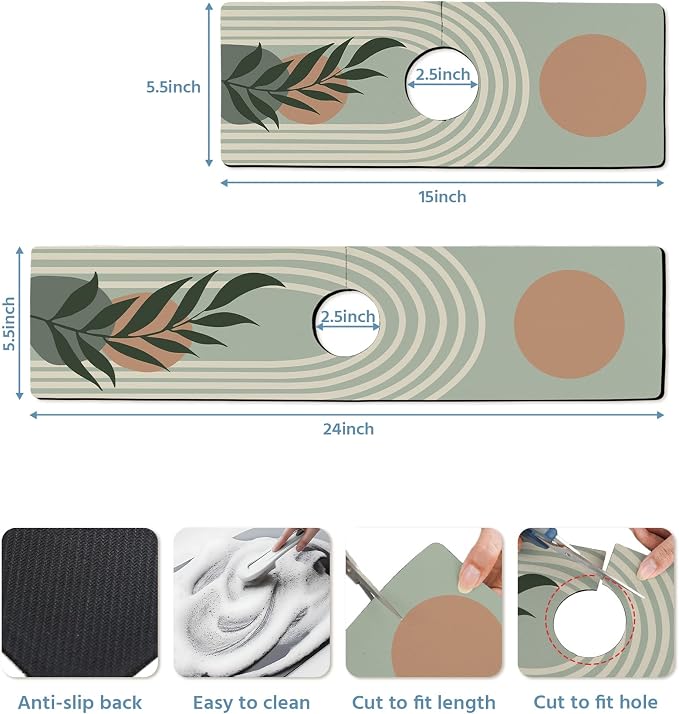 Patterned Sink Faucet Mat Kitchen Splash Guard Super Absorbent Drying Mat - Image 3