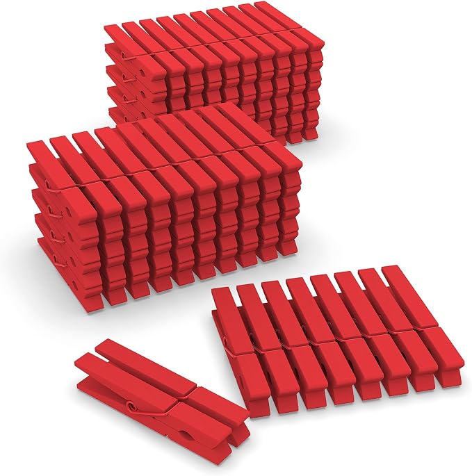 100 Pcs Red Clothes pins by FEFU