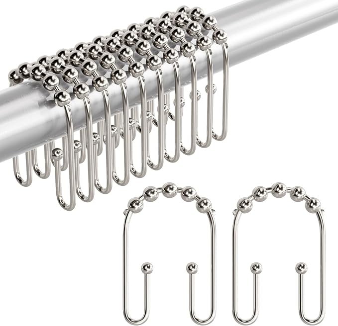 AmazerBath Shower Curtain Hooks, Metal Shower Curtain Rings Rust Proof - Image 9