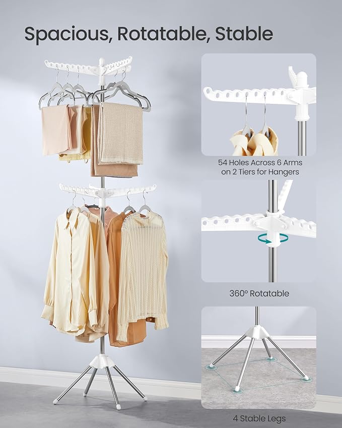 SONGMICS 2-Tier Clothes Drying Rack, 75.2-Inch Folding Laundry Drying Rack - Image 4