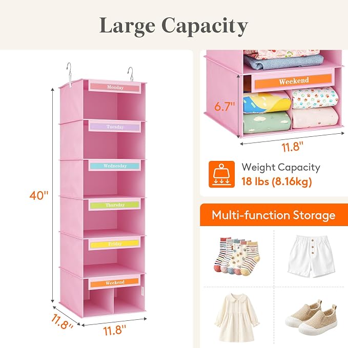 Lifewit 6 Shelf Weekly Hanging Clothes Storage Organizer - Image 4
