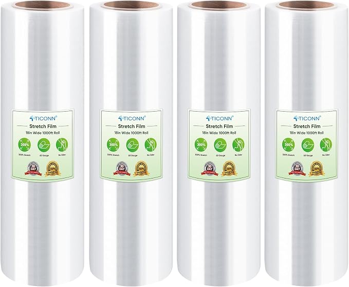 TICONN Stretch Wrap Roll, 18 in x 1000 ft Plastic Wrap by TICONN