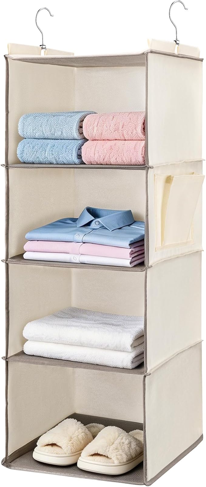 Hanging Closet Organizer and Shelves, 4 Shelves by BOOMIBOO