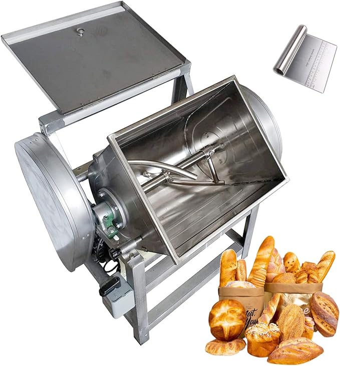 Commercial Dough Mixer Electric Dough Mixing Machine Stainless Steel Pizza Flour Dough Stand Mixer Heavy Duty Flour Blender Kneading Machine 50QT/25KG Kneading Capacity
