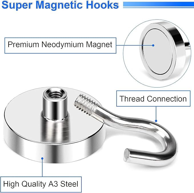 DIYMAG Magnetic Hooks, 85lbs Heavy Duty Magnets - Image 3