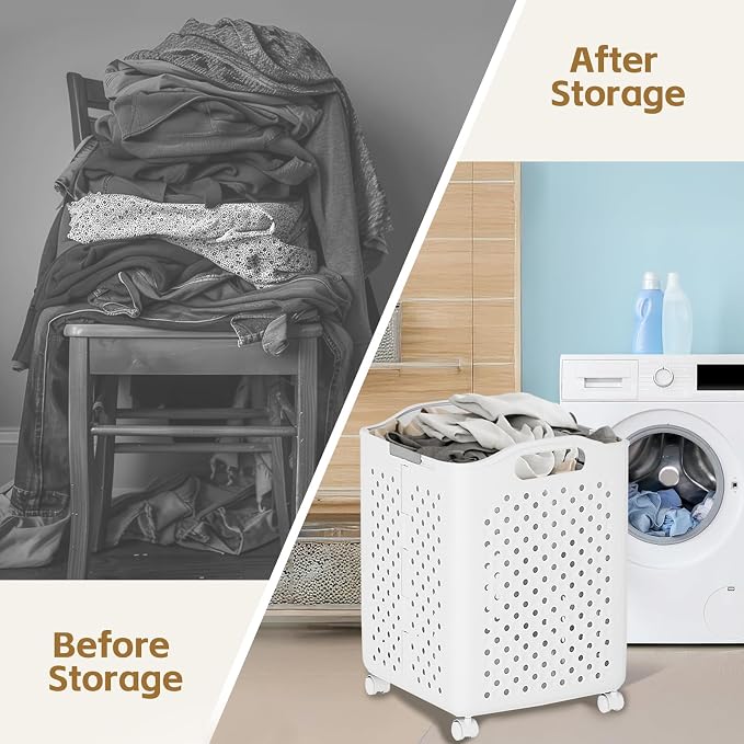 57L Foldable Collapsible Laundry Basket, - Image 3
