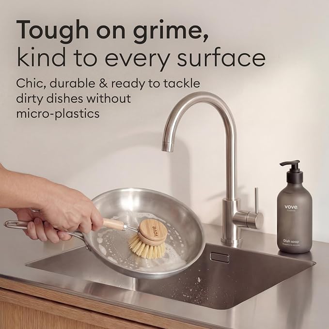 Plastic-Free Dish Brush Bundle, Bamboo Dish Brush and Scrub Brush - Image 3