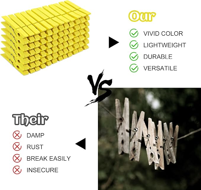 Phinus 72 Pcs Wooden Clothes Pins, 2.9 Inch Clothes Pins - Image 4
