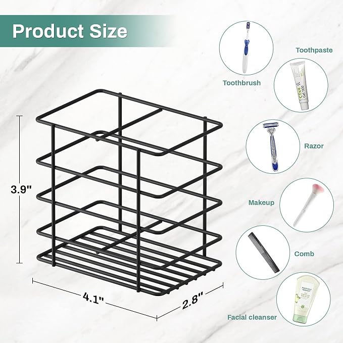 Open-Design Adhesive Shower Toothbrush Holder Wall Mounted - Image 3