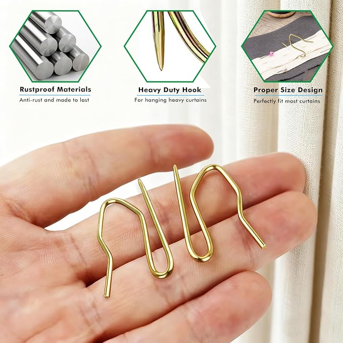 Curtain Hooks Drapery Hooks 60 Pack 1.3 Inch Large Heavy Duty Stainless Steel - Image 4