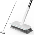 AIR U+ Concrete Scrub Brush, Long Handle, 7-Row Wire Bristles, Squeegee | by AIRU