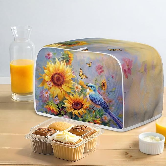 Hummingbird Sunflower Butterfly Print Toaster Cover 2 Slice Waterproof Toaster Dust Cover Appliance Dust-proof Protector