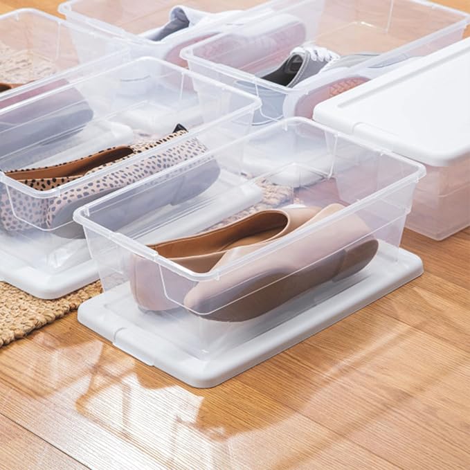 Sterilite Storage Boxes, Stackable Clear Plastic Bins, 6 Quart - Image 4