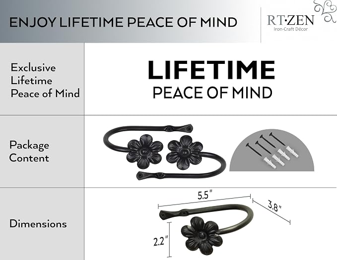 RTZEN Metal Curtain Tiebacks, Drapery Holders - Image 4