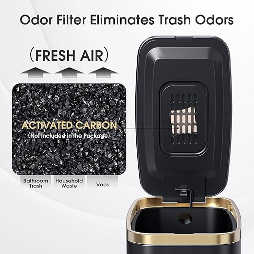 CEROELDA Small Bathroom Trash Can with Lid Soft Close-5L/1.3 Gal Slim Garbage Can-Metal Step Wastebasket-Rectangle Narrow Waste Bin for Office, Bedroom, Toilet, Live Room (Black)