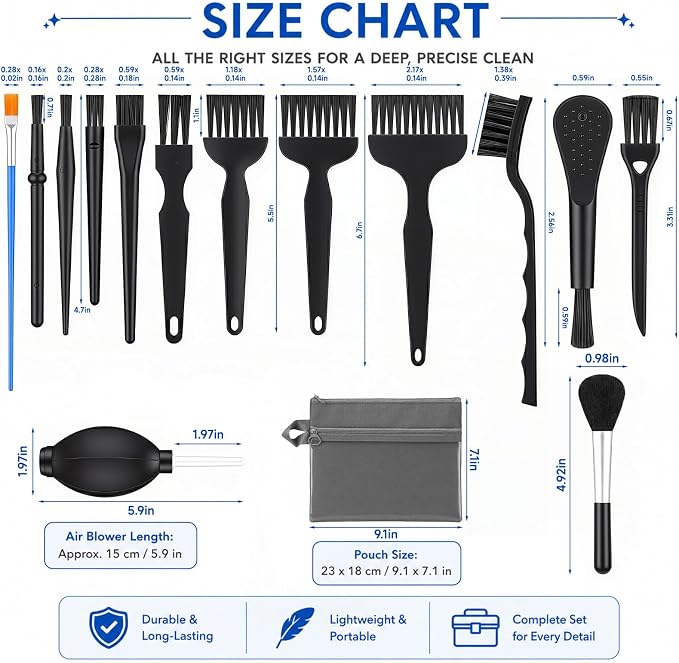 15 Pcs Anti Static Model Cleaning Brush Kit Dusting Tool Set - Image 2
