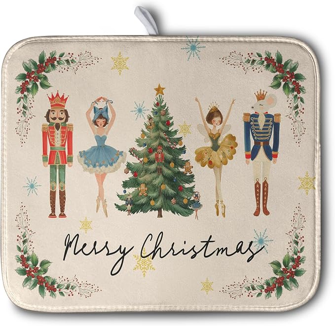 Merry Christmas Nutcracker Dish Drying Mat by Kwlegh