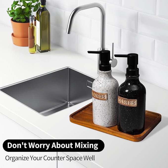 Hand and Dish Dispenser for Kitchen Sink, Ceramic Soap Dispenser Bathroom - Image 2
