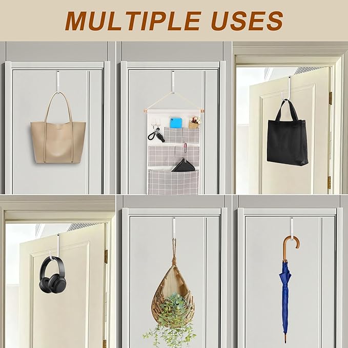 Over the Door Hooks 4 Pack – Rubber Coated Door Hanger - Image 4