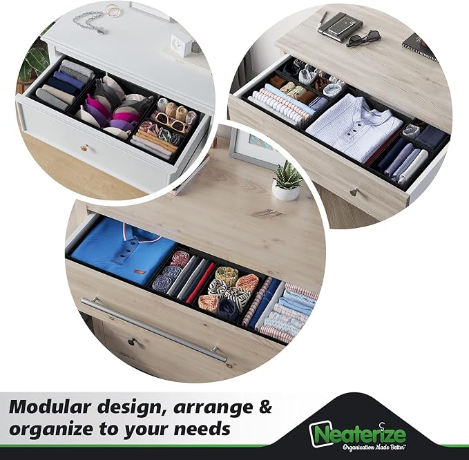 Drawer Organizer Clothes Set of 12 Black - Image 8