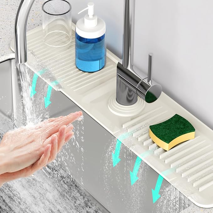 24'' Faucet Mat for Kitchen Sink Faucet Mat Kitchen Sink Splash Guard Silicone by Snoquir