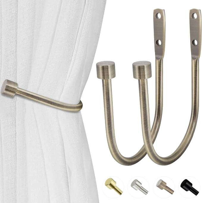 HIKMLK Curtain Holdbacks 2pcs, 100% Cast Iron Solid Heavy Duty Metal Curtain by HIKMLK