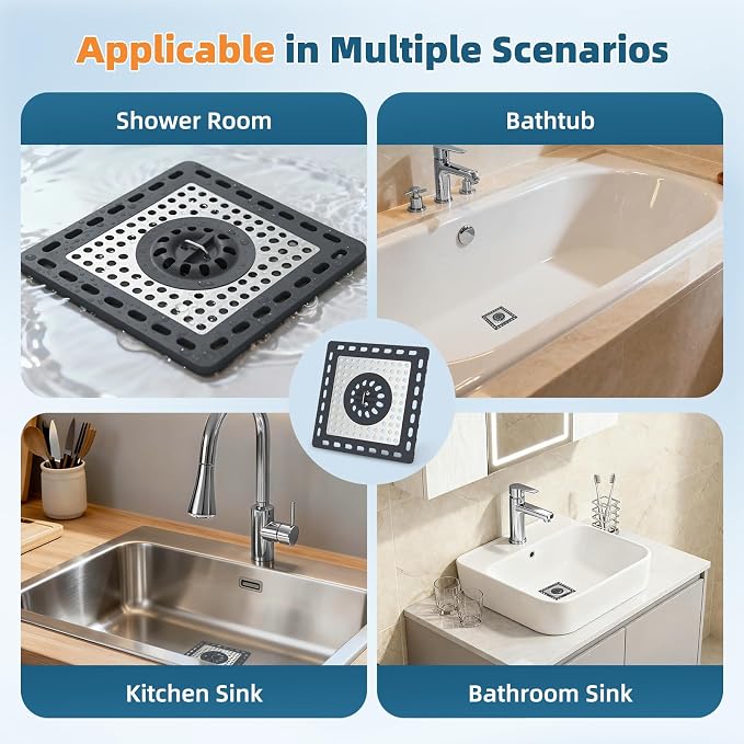 Hibbent 2 Pack Shower Drain Hair Catcher, Shower Drain Cover - Image 5