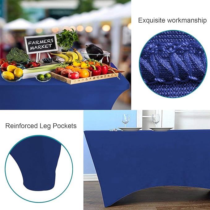 RELIANCER 1 Pack Stretch Spandex Table Covers for Rectangular Tables,8FT Elastic Fitted Tablecloth,Universal Rectangular Table Cloth Protector for Outdoor Party,Wedding,Bar,Birthday,Banquet,Events