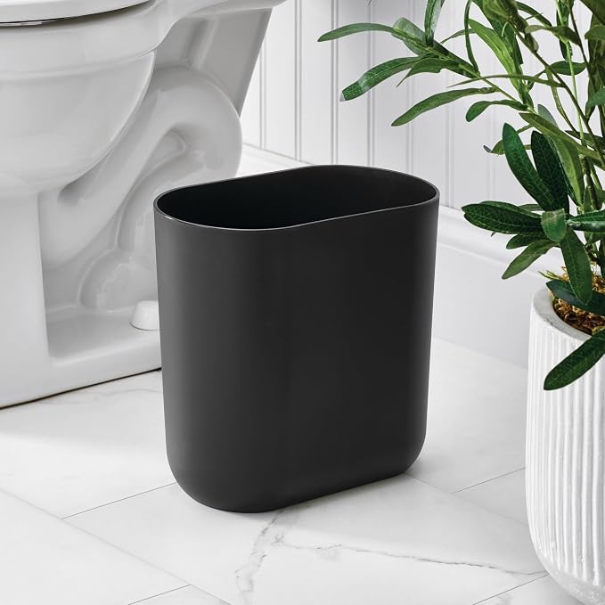 iDesign Small Slim Plastic Bathroom Trash Can - Image 3