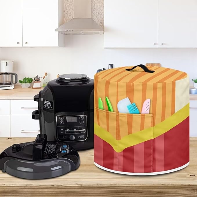 Air Fryer Cover Dust Cover, French Fries Appliance Covers for 8 Quart Air Fryer & Pressure Cooker Kitchen Appliance Accessories with Pockets, Machine Washable