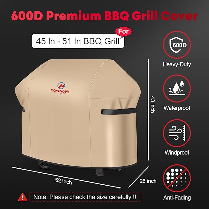 Comnova Grill Cover 52 Inch - BBQ Grill Covers for Weber Spirit 300 Series Gas Grill Heavy Duty and Waterproof, 7106 Weber Barbecue Cover for Spirit E310, Sprit E315, Spirit E330 and Spirit ii E310