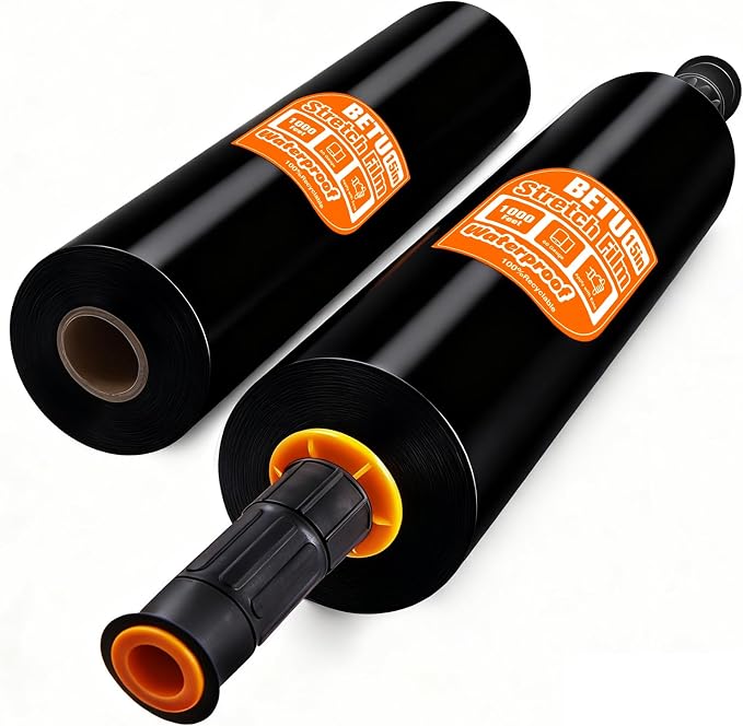 Black Stretch Wrap Shrink Film for Moving Supplies x 1000ft, Industrial by BETU