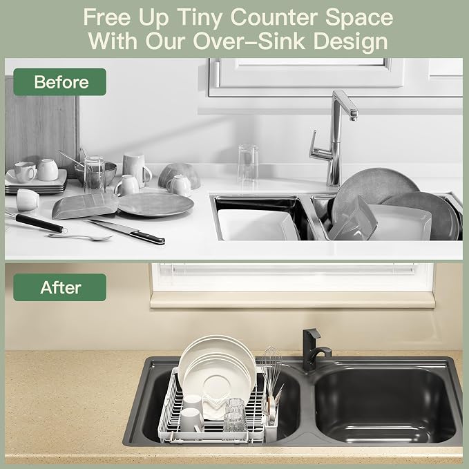 White Dish Drying Rack Over The Sink - Image 3