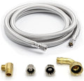 Universal Dishwasher Installation Kit, 3/8" Compression, 6ft long Braided Stainless Steel Hose + 3/4" Hose Bibb Elbow + 3/8" Compression Elbow & Compression Adaptor + 1/2" Compression Adaptor