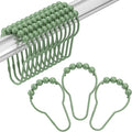Shower Curtain Hooks, Decorative Shower Curtain Hooks, Sage Green Rustproof by Amazer