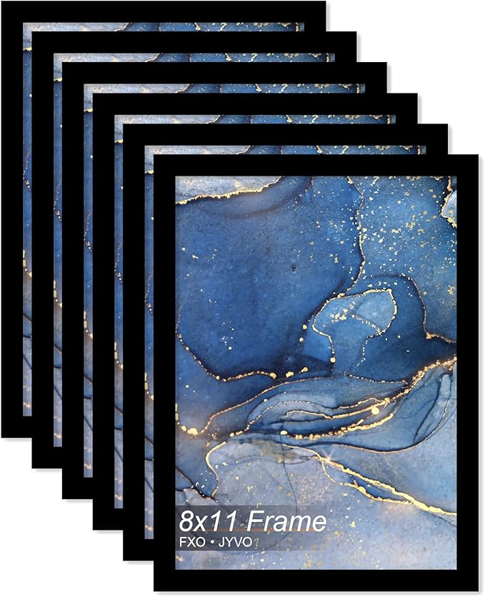 8x11 Picture Frame Set of 6, Black Frame for 8 x 11 Inch Picture Poster Photo, Light Weight and High Transparent 8 by 11 Frame for Wall - 6 Pack/Black/8"x11"