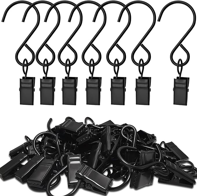 Stainless Steel S Hooks Curtain Clips, 50 Pack Hanging Party Lights Clips by AMZSEVEN