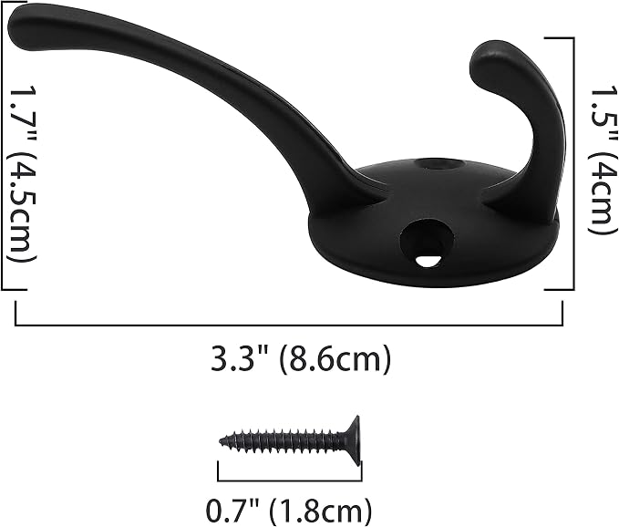 IBosins 32 Pack Black Double Coat Hooks Wall Mounted - Image 3