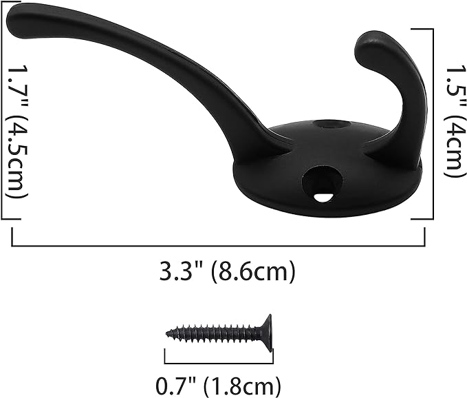 IBosins 12 Pack Black Double Coat Hooks Wall Mounted - Image 3