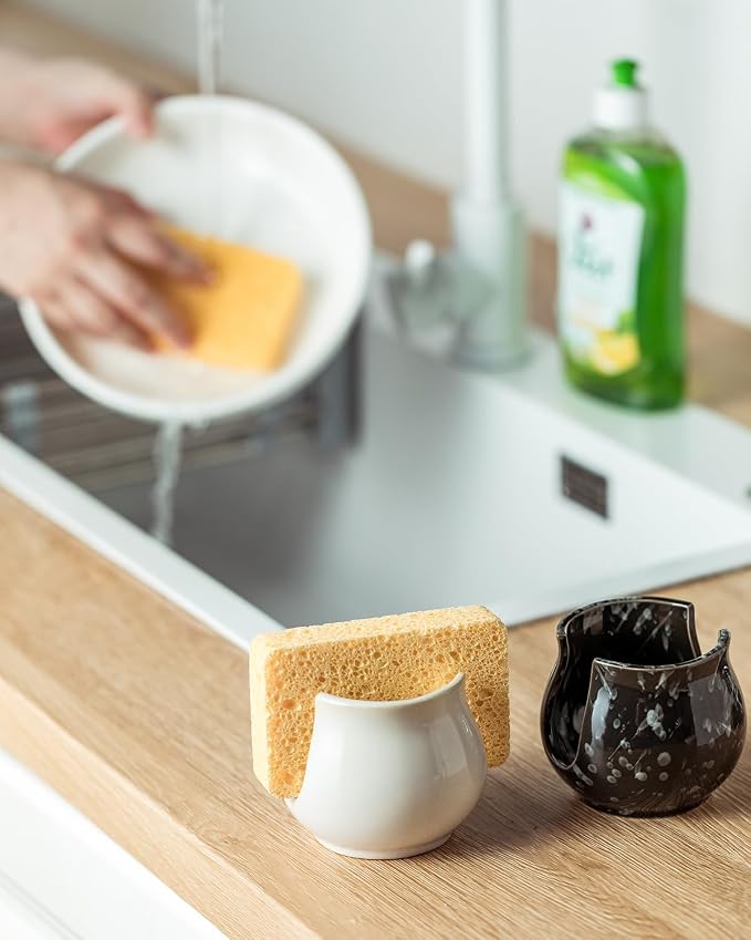 Zoeeker Sponge Holder for Kitchen Sink, Ceramic Dish Sponge Caddy - Image 7