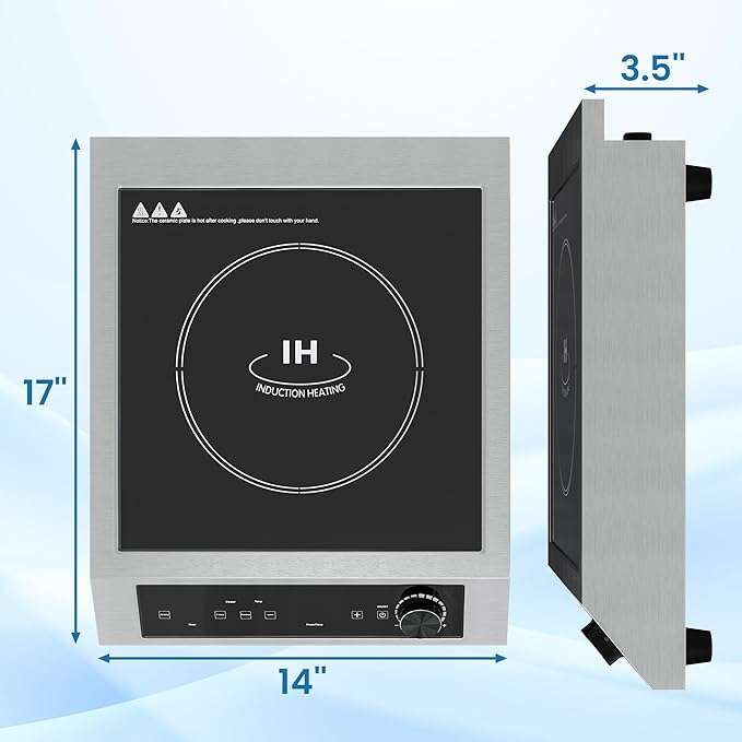 Commercial Induction Cooktop 1800W, Professional Electric Countertop Burner, 10 Power & 14 Temp Setting, Induction Hot Plate with Timer, Electric Stove with LED Screen, Black