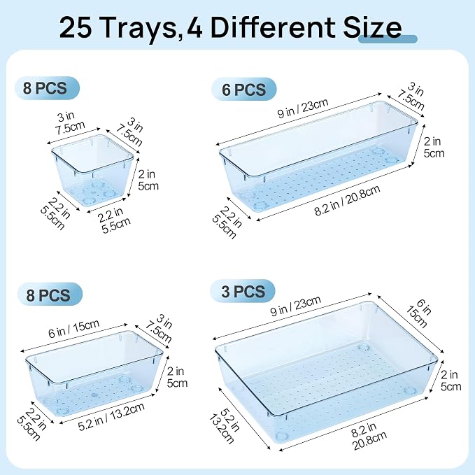 Vtopmart 25 Pack Plastic Drawer Organizers - Image 2