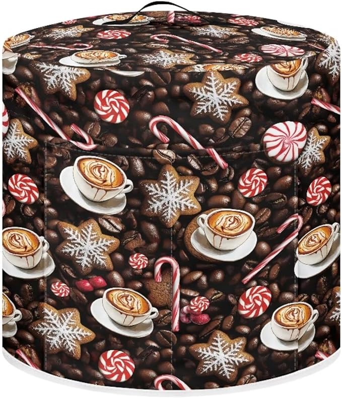 Coffee Dust Cover for Kitchen Instant Pot Accessories Appliance Cover Quart Pressure Cooker Air Fryer Rice Cooker Kitchen Appliance Dust Covers with Storage Pockets Size S
