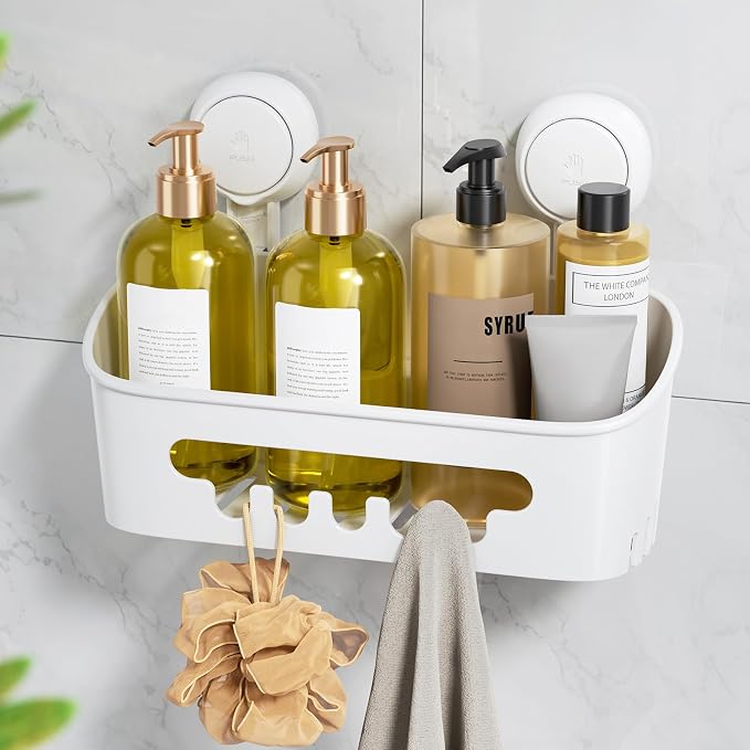 LEVERLOC Shower Caddy Suction Cup, Shower Organizer Removable Bathroom Shelf by LEVERLOC