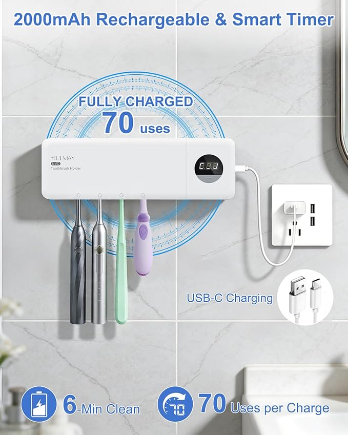 UV Toothbrush Holder, Electric Toothbrush Holder Wall Mounted - Image 5