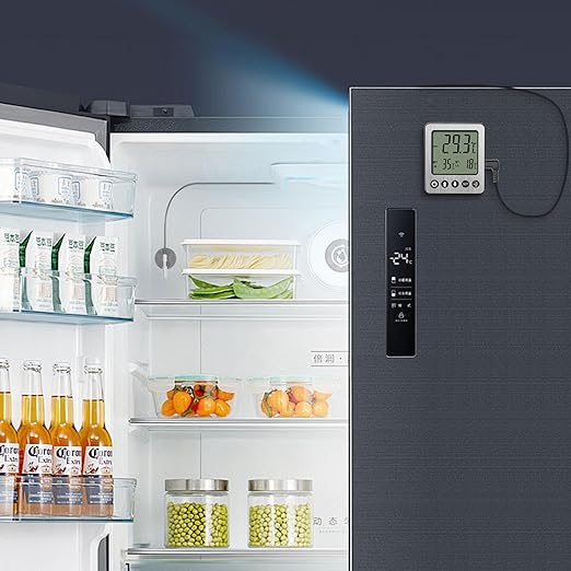 Refrigerator Thermometer Freezer Alarm Digital Freezer Thermometer Fridge Thermometer with Extra Sensor high and Low Temperature Alarm (1, White,ZZ10)