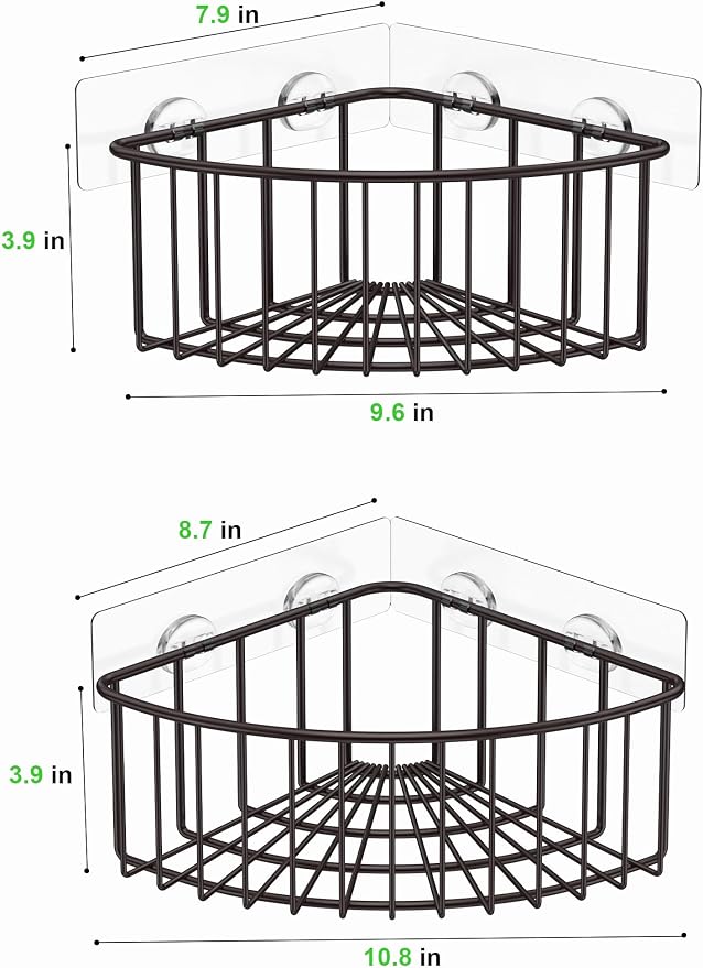 SMARTAKE 2-Pack Corner Shower Caddy Deep Basket, SUS304 Stainless Steel - Image 4
