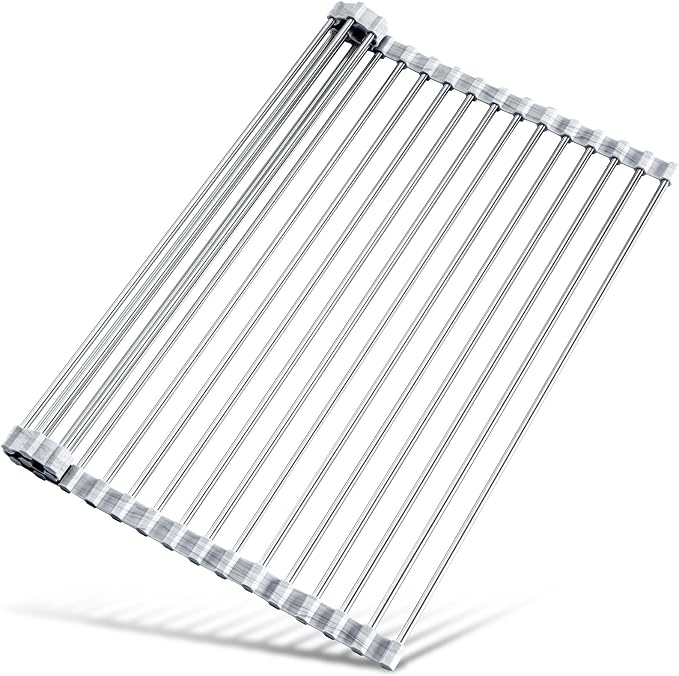 Tomorotec Roll Up Dish Drying Rack Over Sink, 304 Steel, Marble | Anti-Slip by Tomorotec